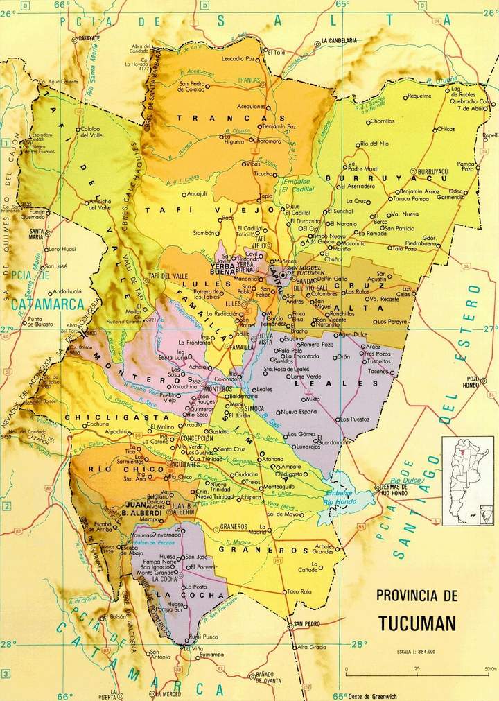 Mapa de la Provincia de Tucumán, Argentina