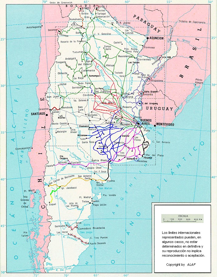 Mapa de la Red Ferroviaria Argentina