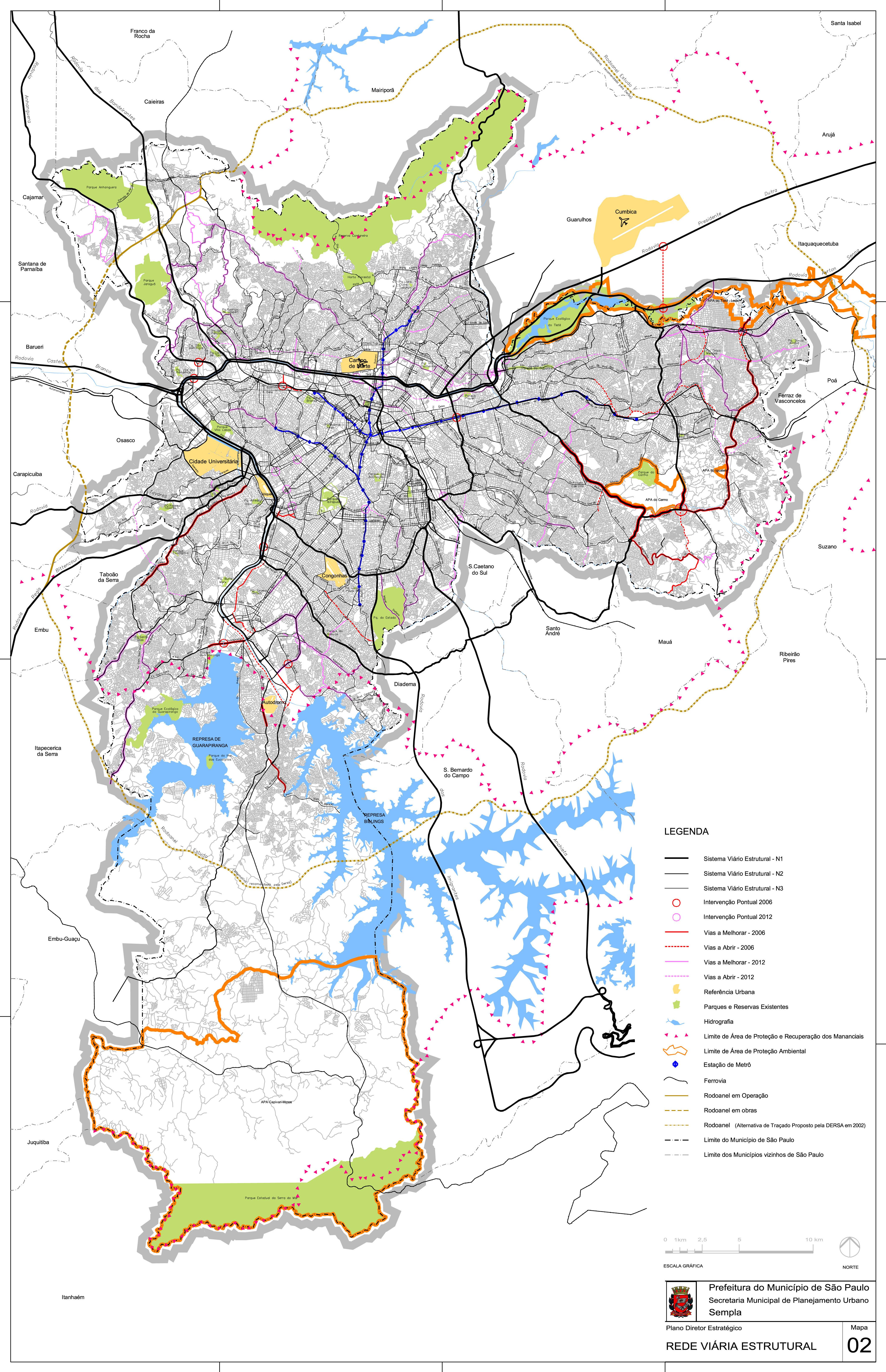 Mapa de la Red Vial de la Ciudad de São Paulo, Brasil