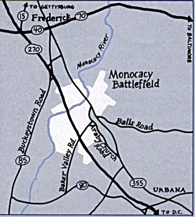 Mapa de la Región del Campo de Batalla Nacional Monocacy, Maryland, Estados Unidos