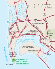 Mapa de la Región del Monumento Nacional Cabrillo, California, Estados Unidos