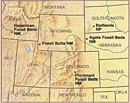 Mapa de la Región del Monumento Nacional Fossil Butte, Wyoming, Estados Unidos