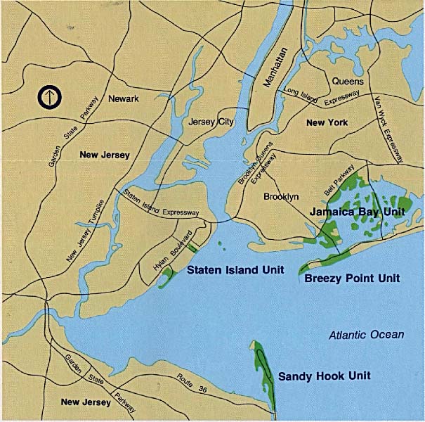 Mapa de la Región del Área Nacional de Recreación Gateway, Nueva York y Nueva Jersey, Estados Unidos