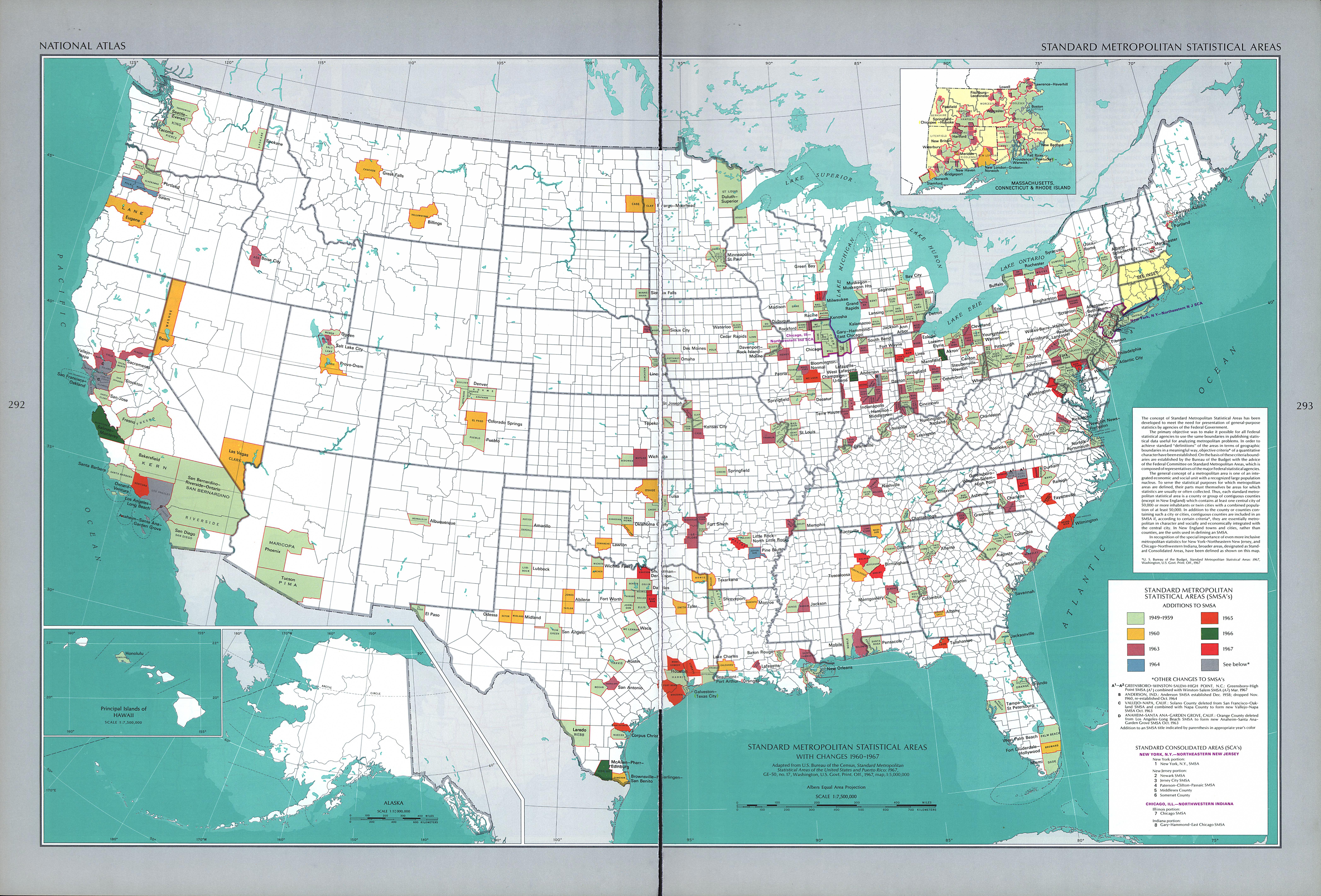 Mapa de las Areas Estadísticas Metropolitanaas Estándar, Estados Unidos