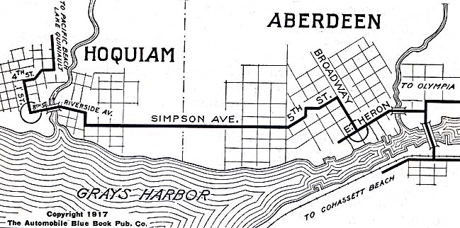 Mapa de las Ciudades de Hoquiam y Aberdeen, Washington, Estados Unidos 1917