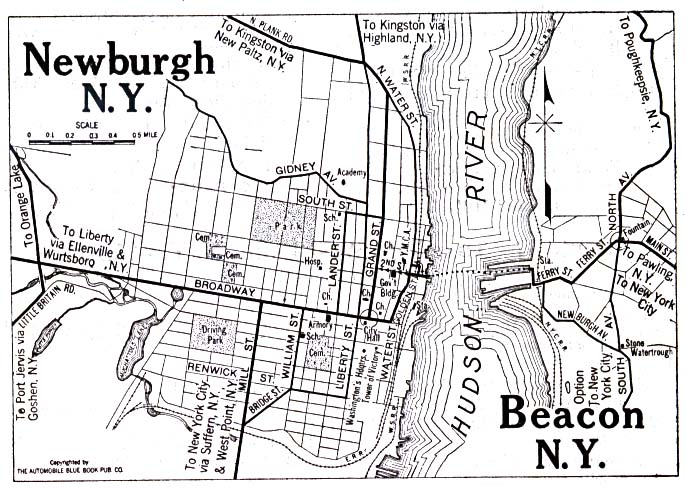 Mapa de las Ciudades de Newburgh y Beacon, Nueva York, Estados Unidos 1920