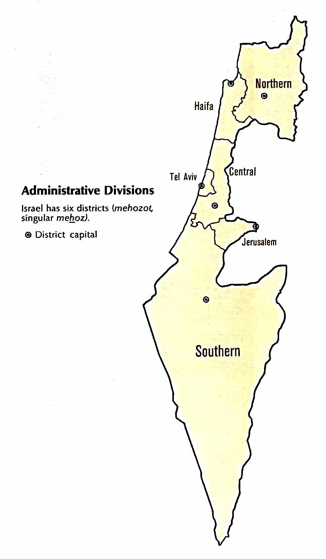 Mapa de las Divisiones Administrativas de Israel,