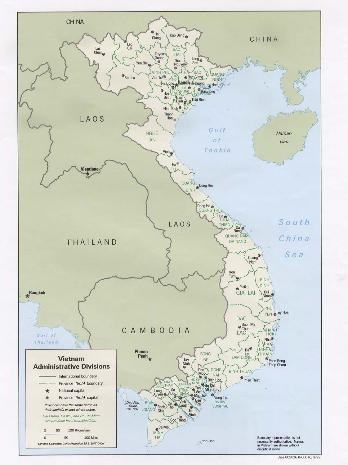 Mapa de las Divisiones Administrativas de Vietnam