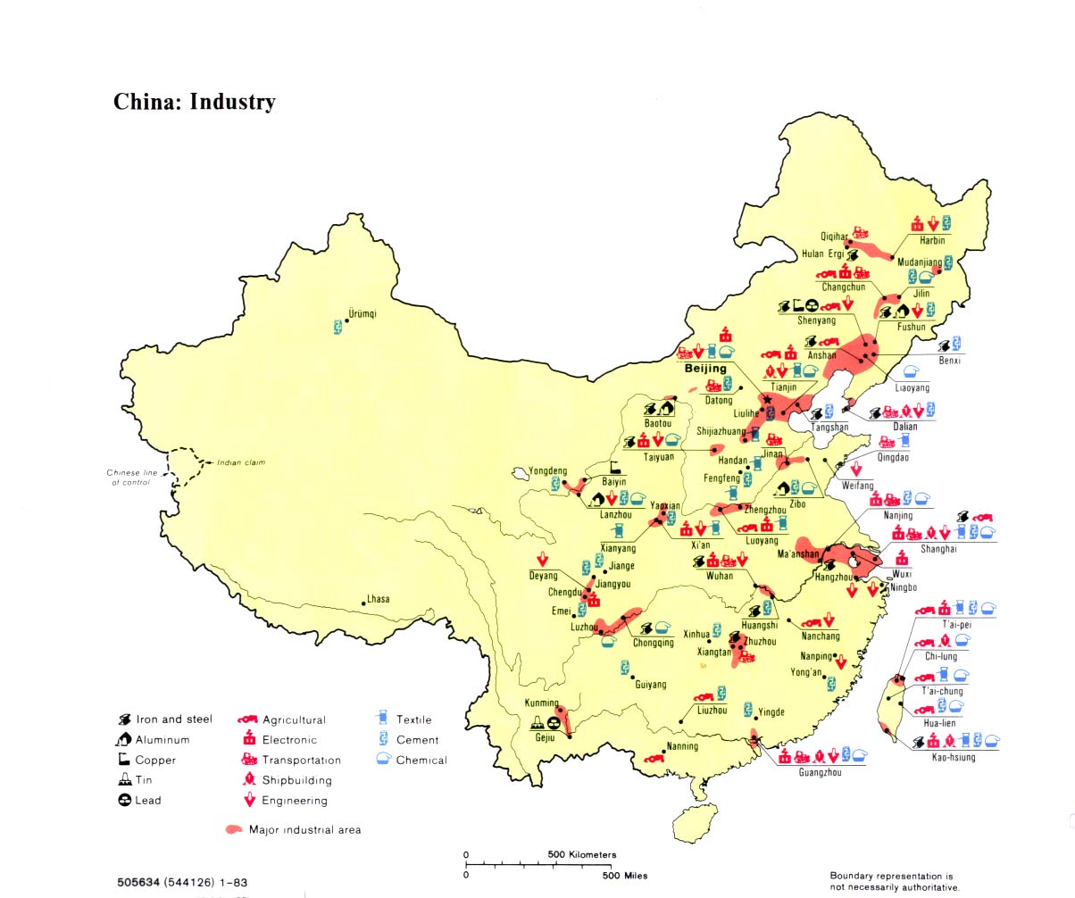 Mapa de las Industrias de China