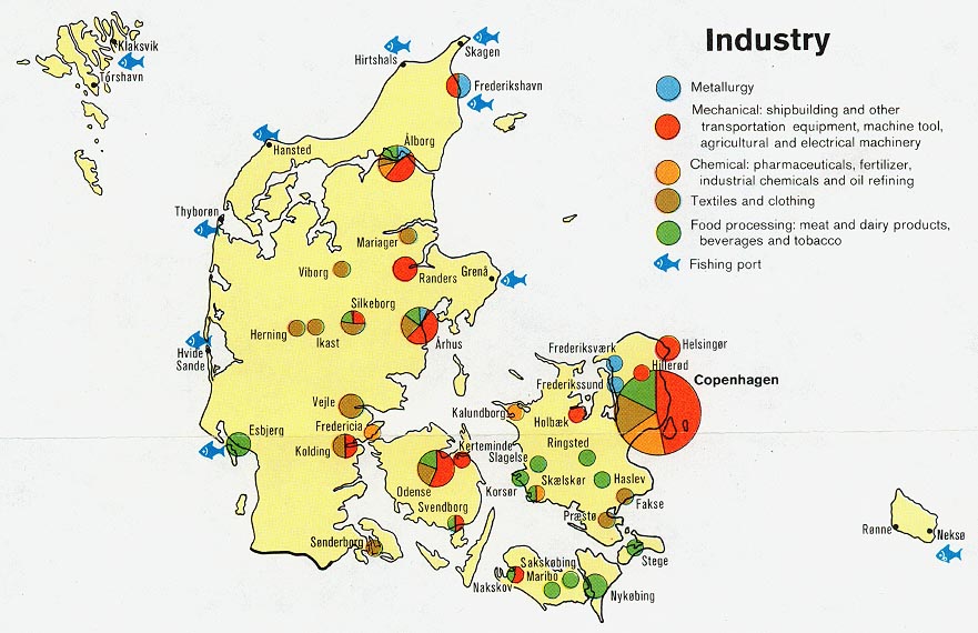 Mapa de las Industrias de Dinamarca