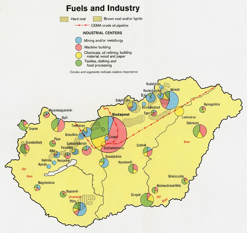 Mapa de las Industrias de Hungría