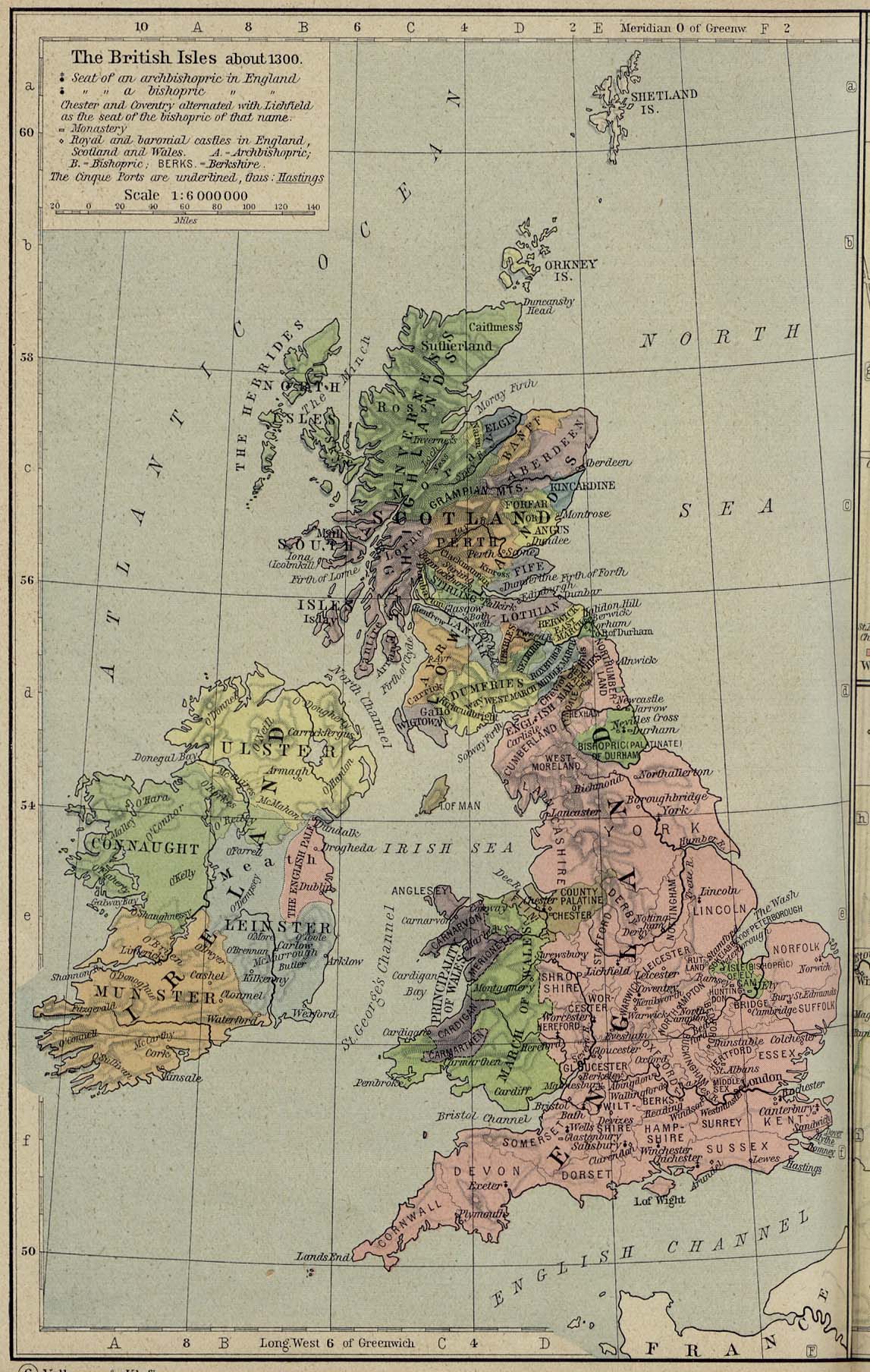 Mapa de las Islas Británicas 1300