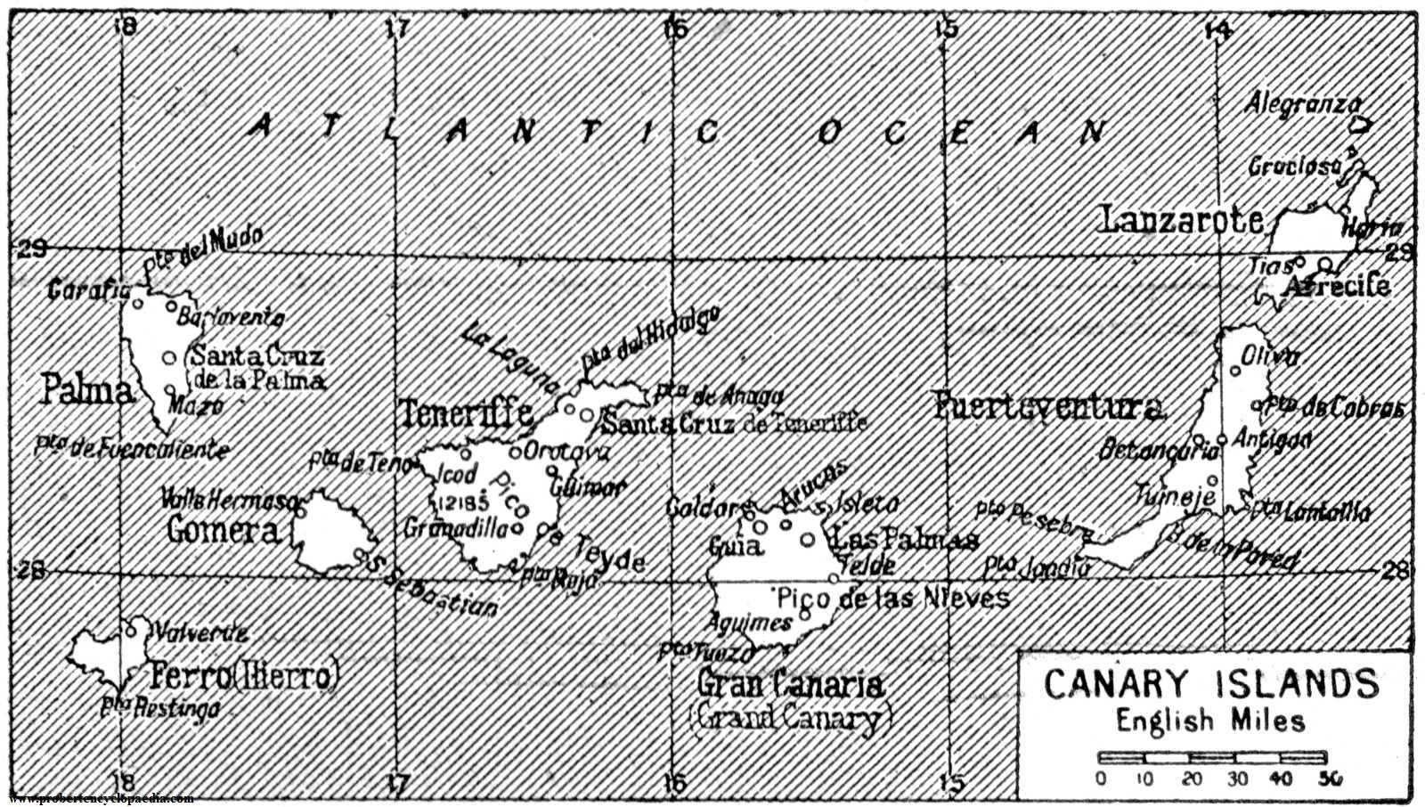 Mapa de las Islas Canarias 1922