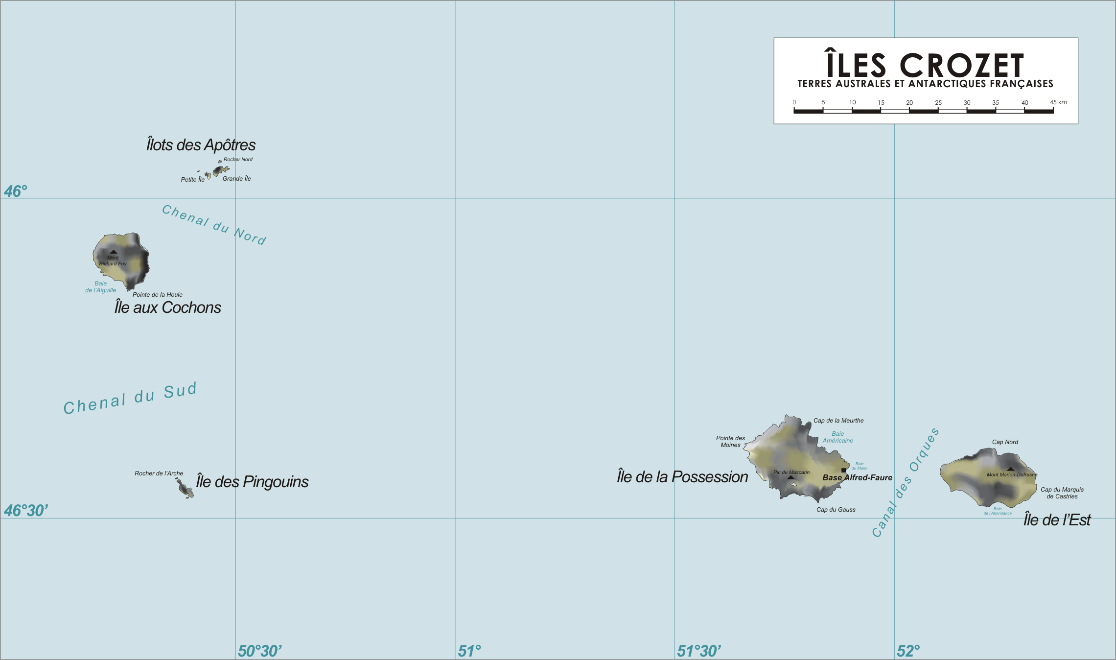 Mapa de las Islas Crozet