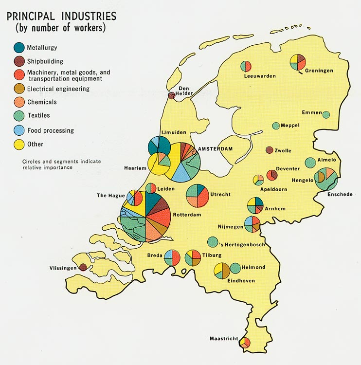 Mapa de las Principales Industrias de los Países Bajos