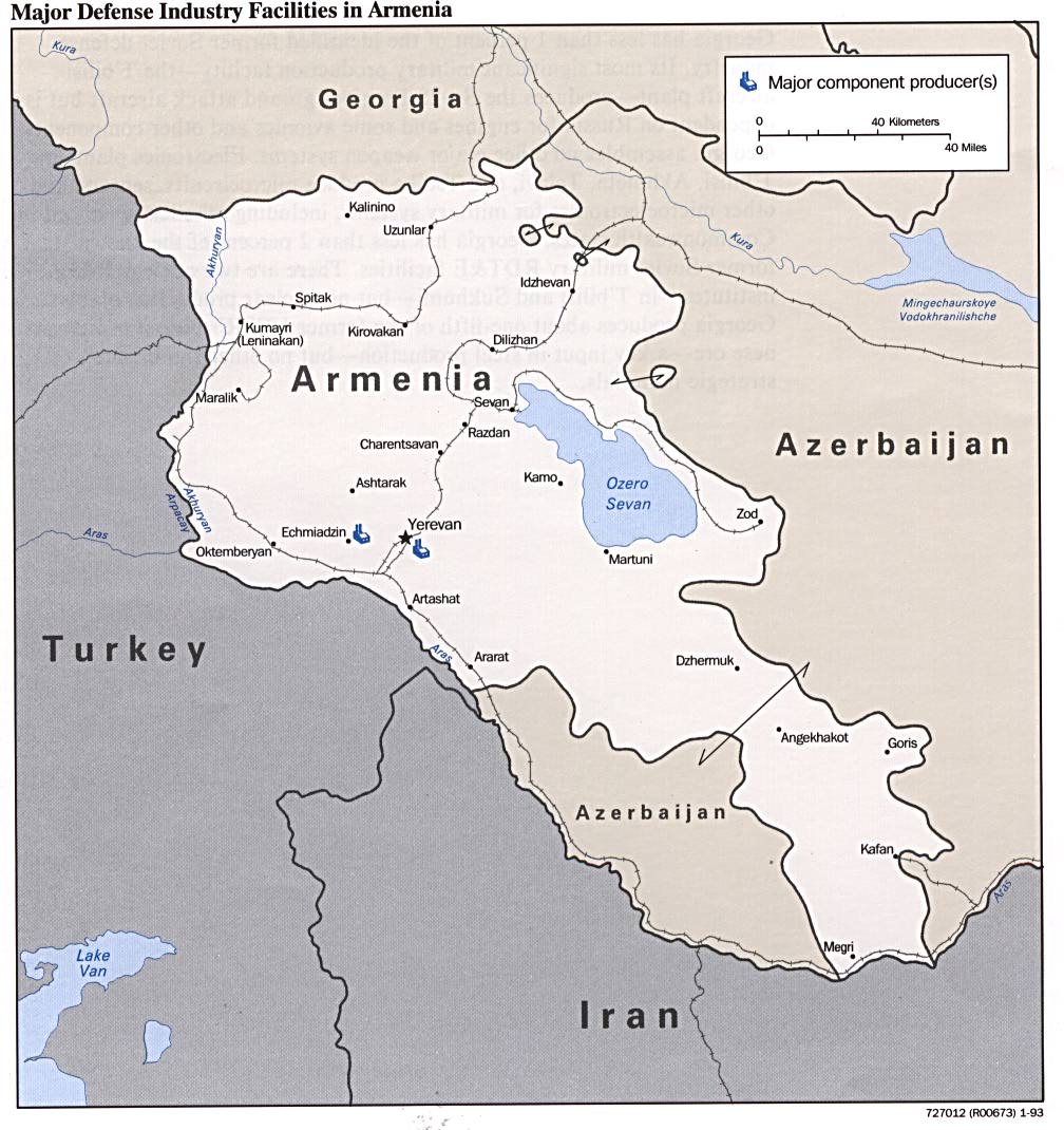 Mapa de las Principales Instalaciones de la Industria de Defensa de Armenia