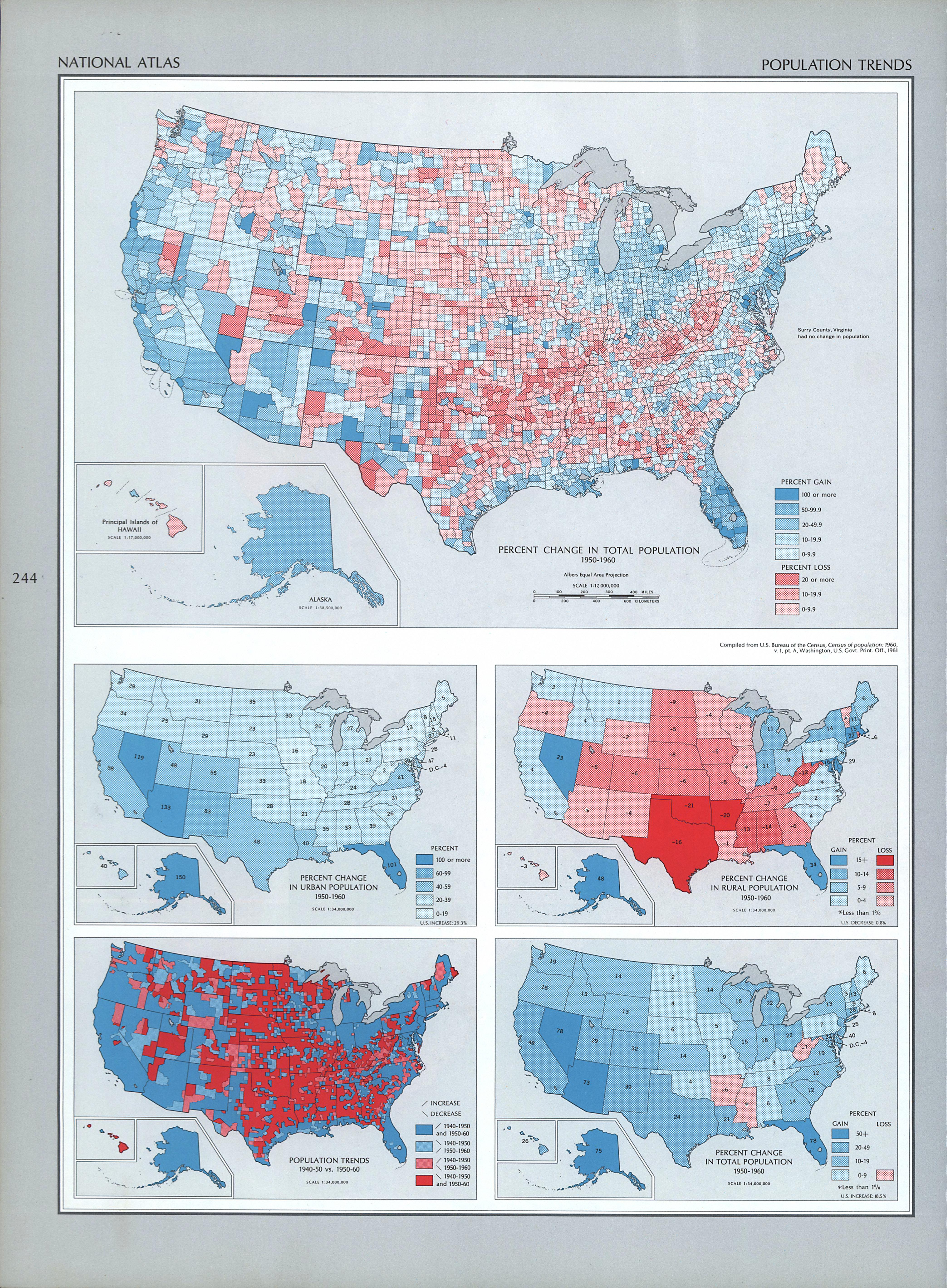 Mapa de las Tendencias de Población en Estados Unidos