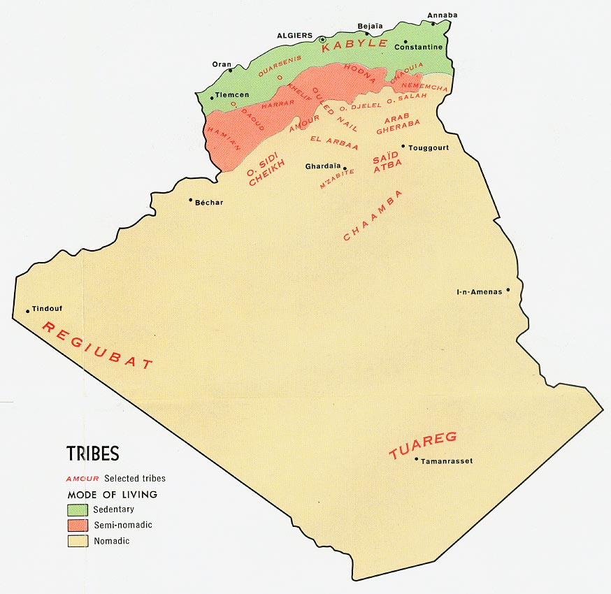 Mapa de las Tribus de Argelia