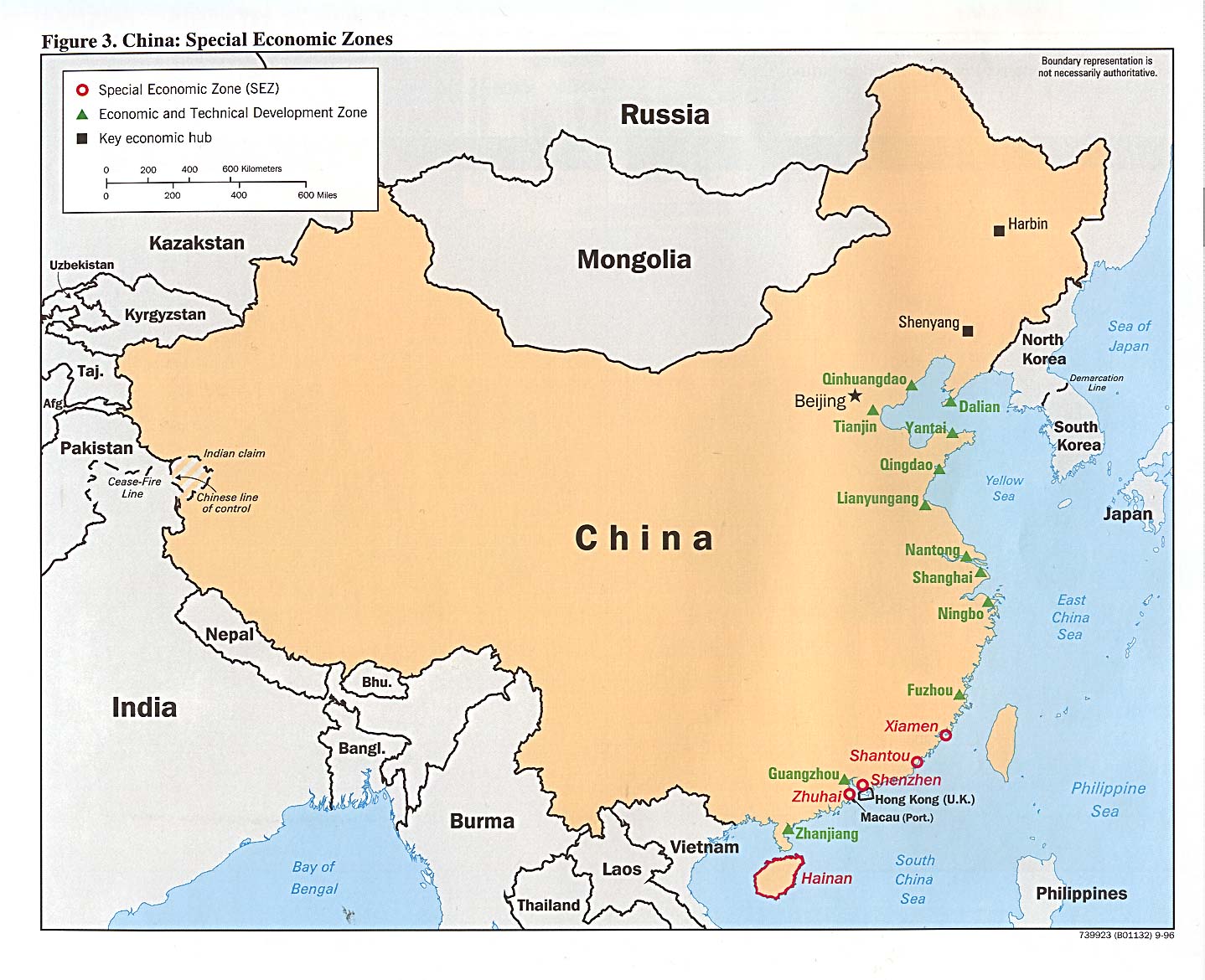Mapa de las Zonas Económicas Especiales de China