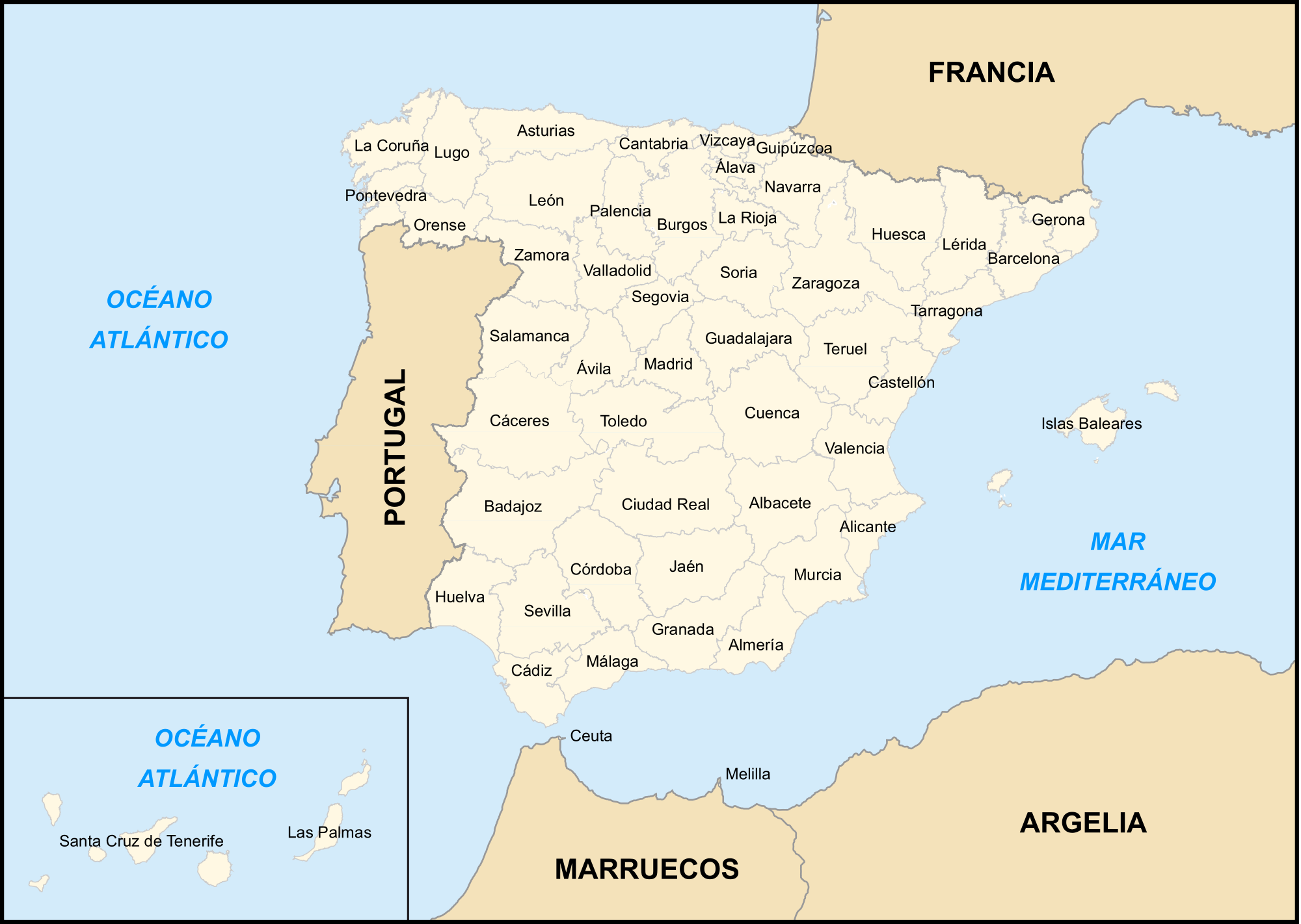 Mapa de las provincias de España 2007