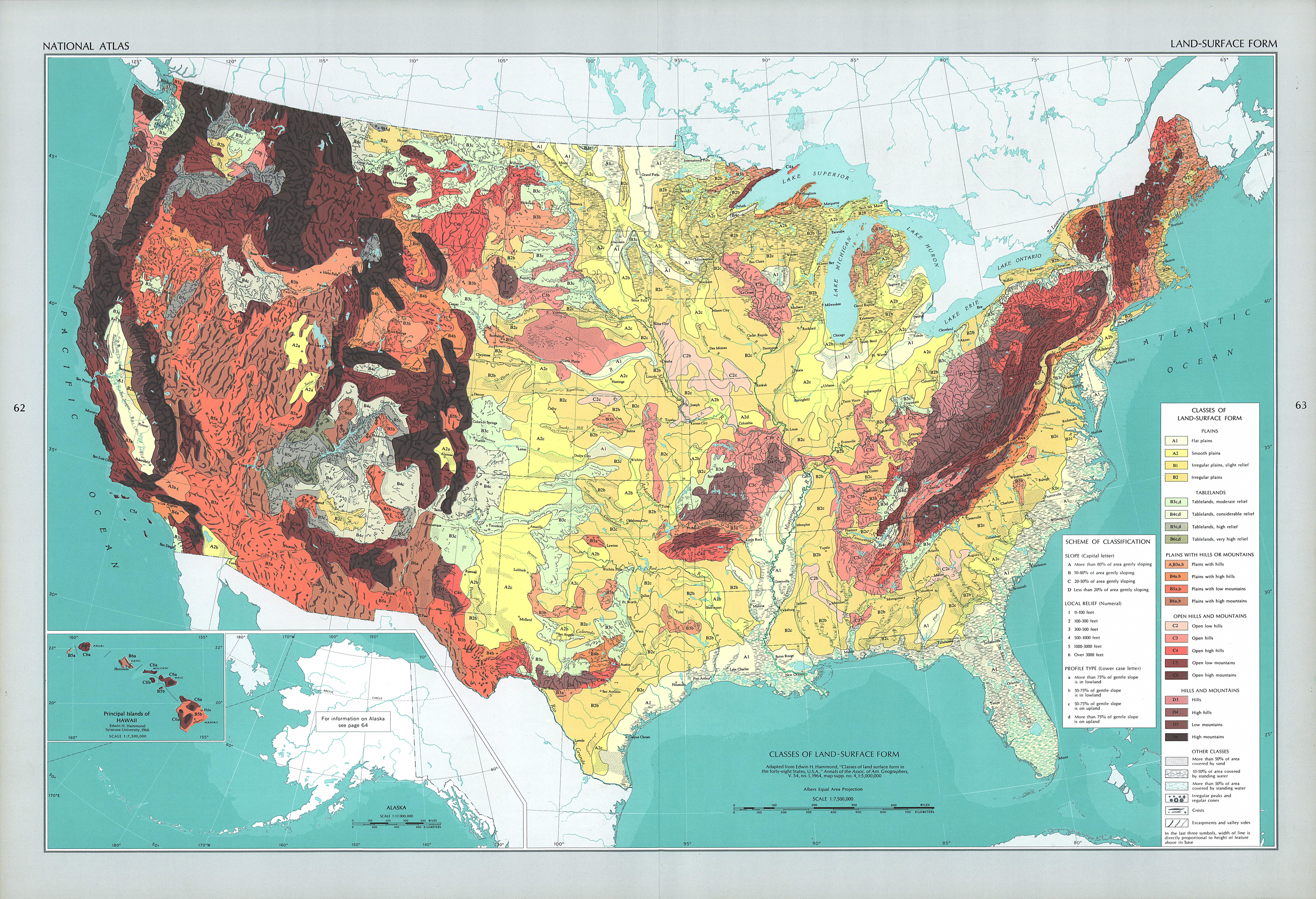 Mapa de los Accidentes Geográficos Estados Unidos (Tipos de Accidentes Geográficos)