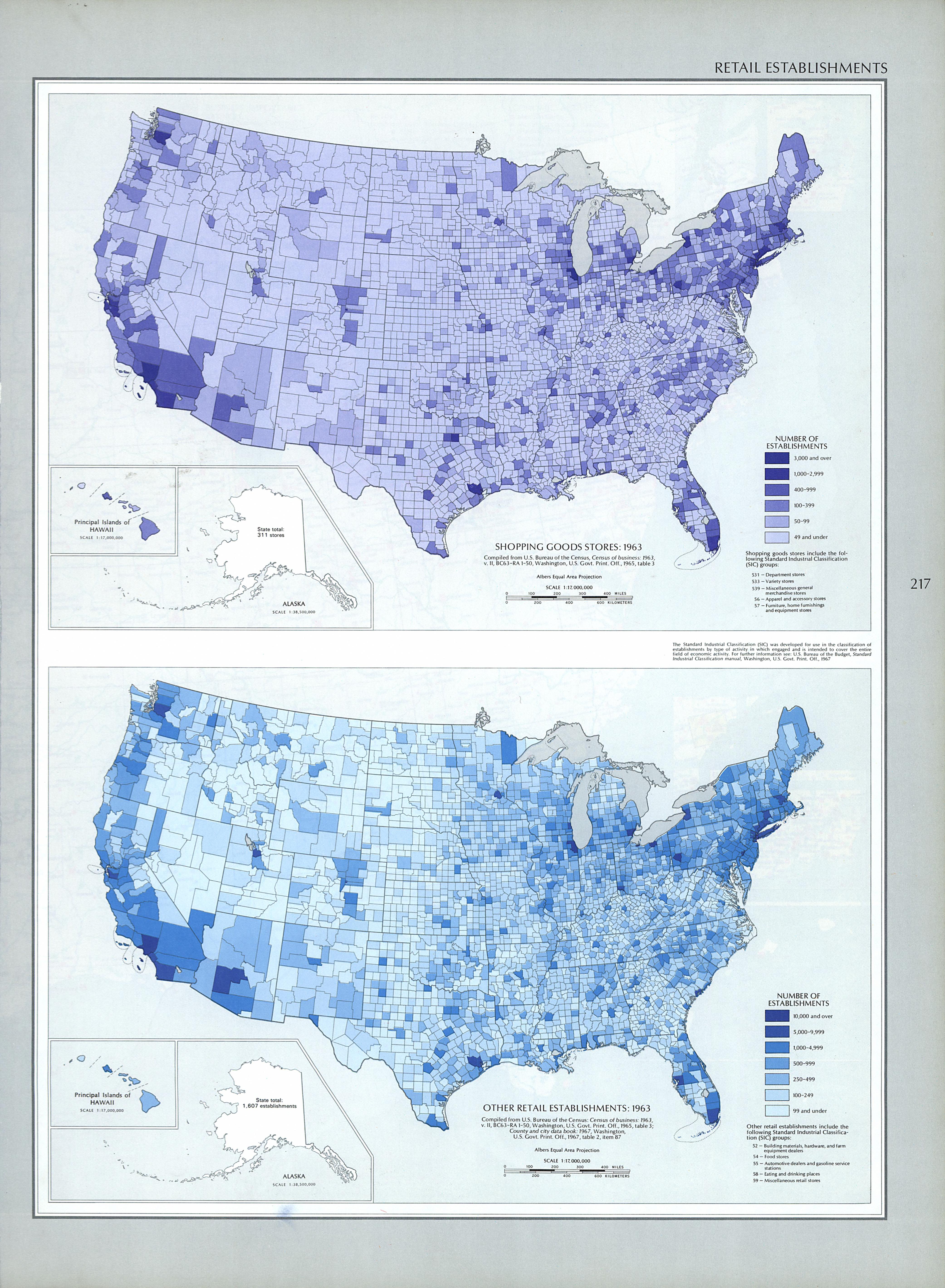 Mapa de los Establecimientos de Venta al por Menor, Estados Unidos