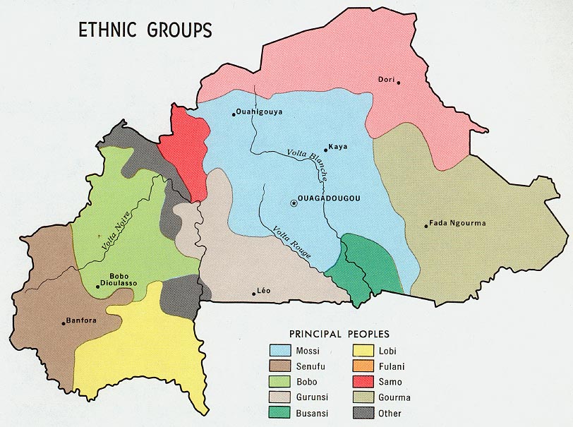Mapa de los Grupos Étnicos de Burkina Faso