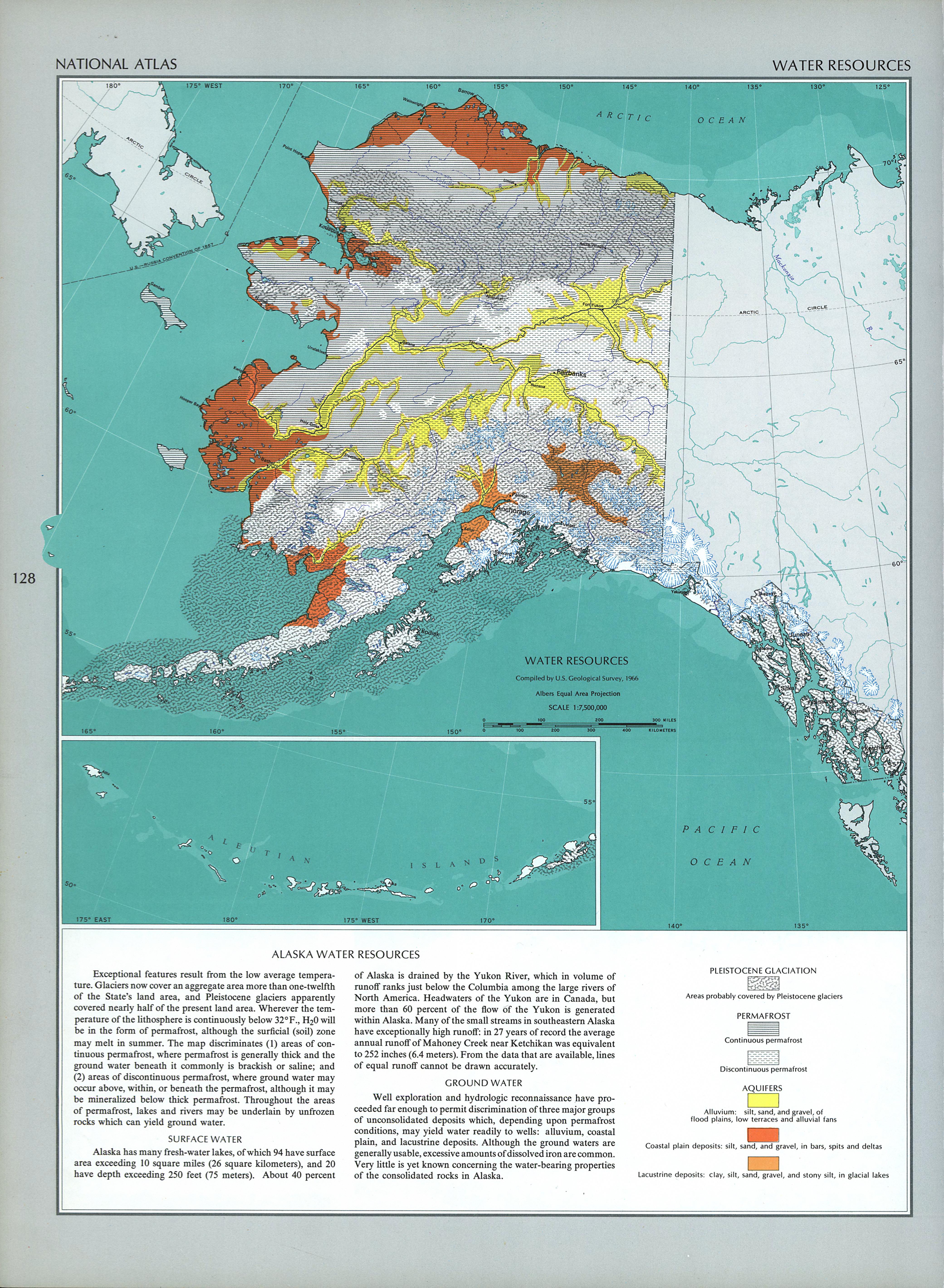 Mapa de los Recursos Hídricos en Alaska, Estados Unidos