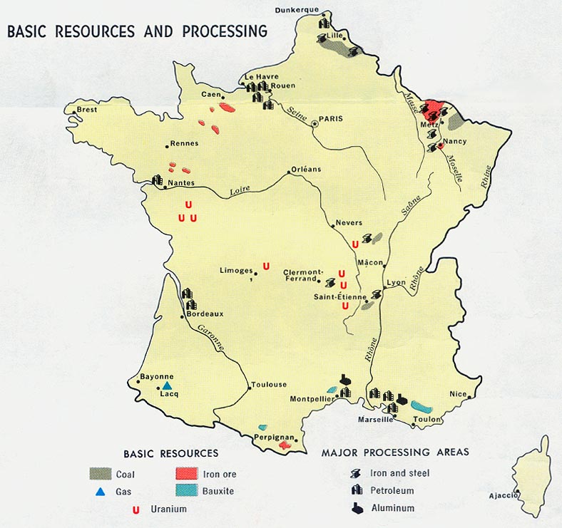 Mapa de los Recursos Naturales de Francia