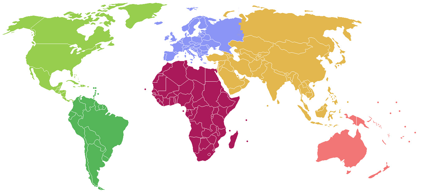Mapa de los continentes