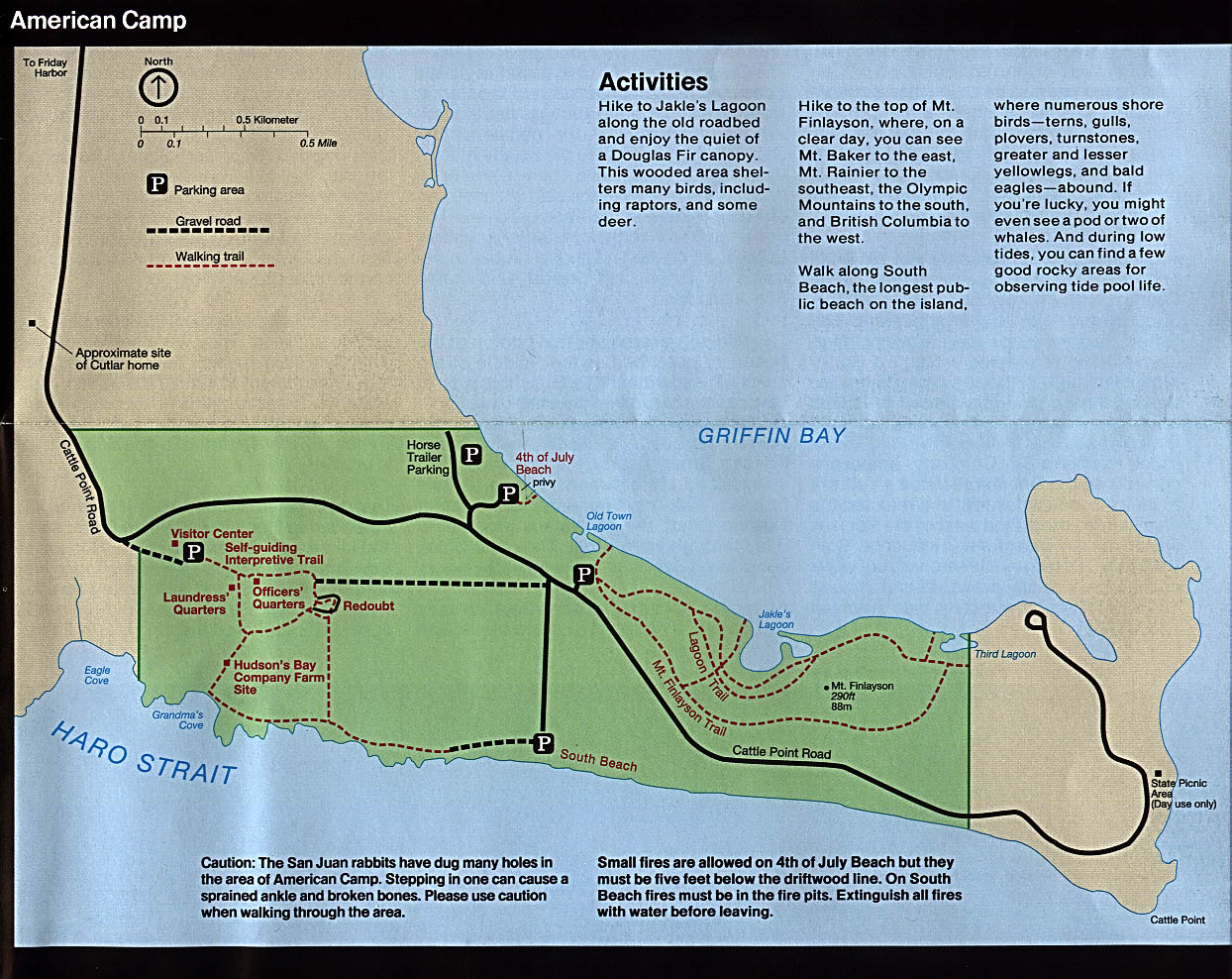 Mapa del Campamento Americano, Parque Nacional Histórico San Juan Island, Washington, Estados Unidos