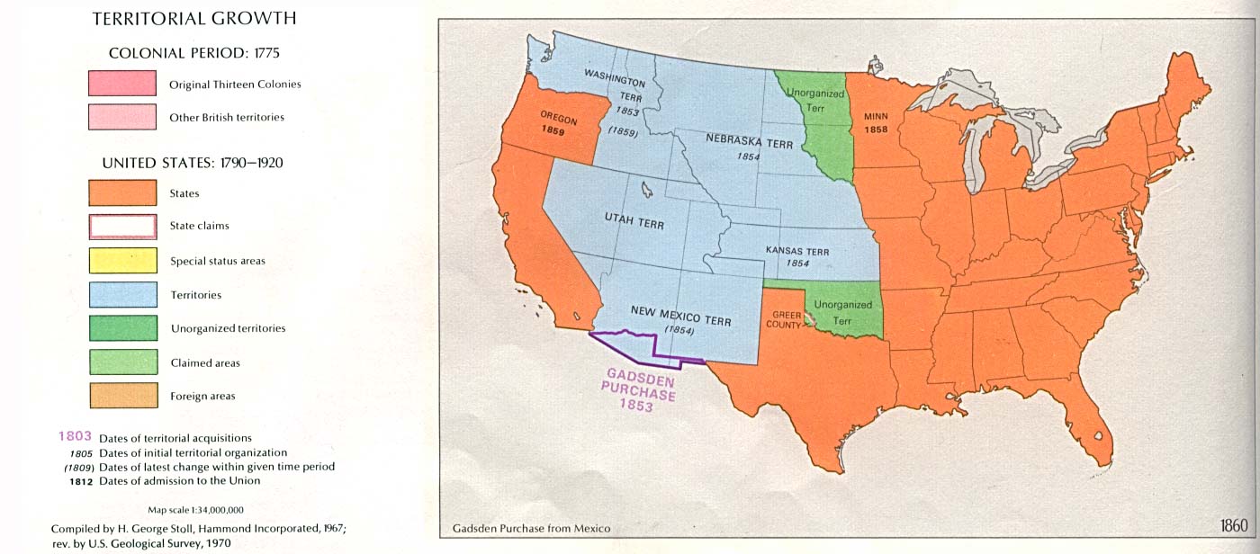 Mapa del Crecimiento Territorial de Estados Unidos  1860