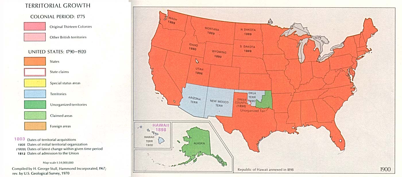 Mapa del Crecimiento Territorial de Estados Unidos  1900