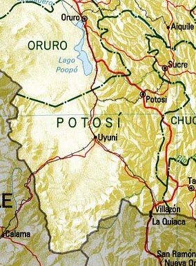 Mapa del Departamento de Potosí, Bolivia