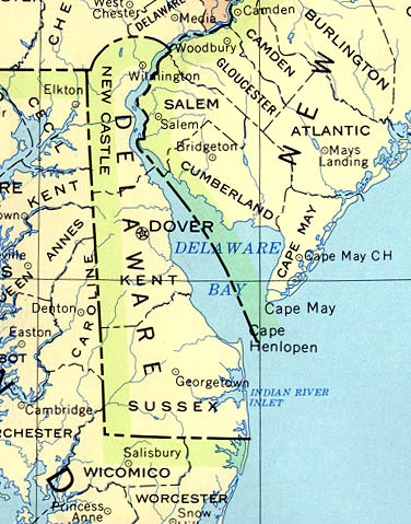 Mapa del Estado de Delaware, Estados Unidos