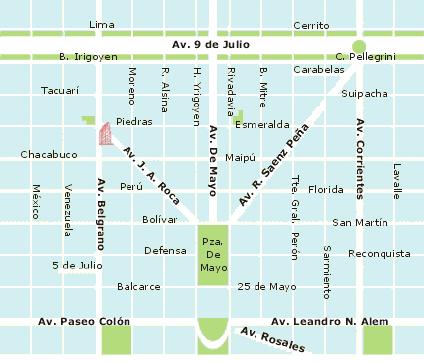 Mapa del Microcentro de la Ciudad Autónoma de Buenos Aires, Argentina