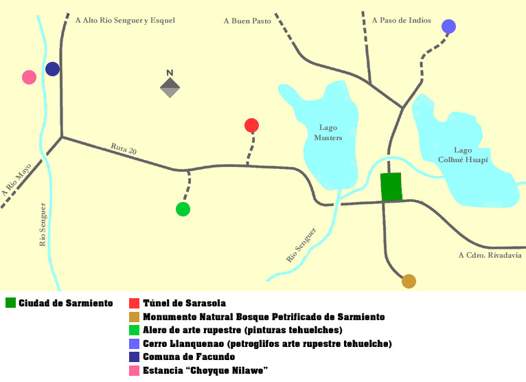 Mapa del Municipio de Sarmiento, Prov. Chubut, Argentina