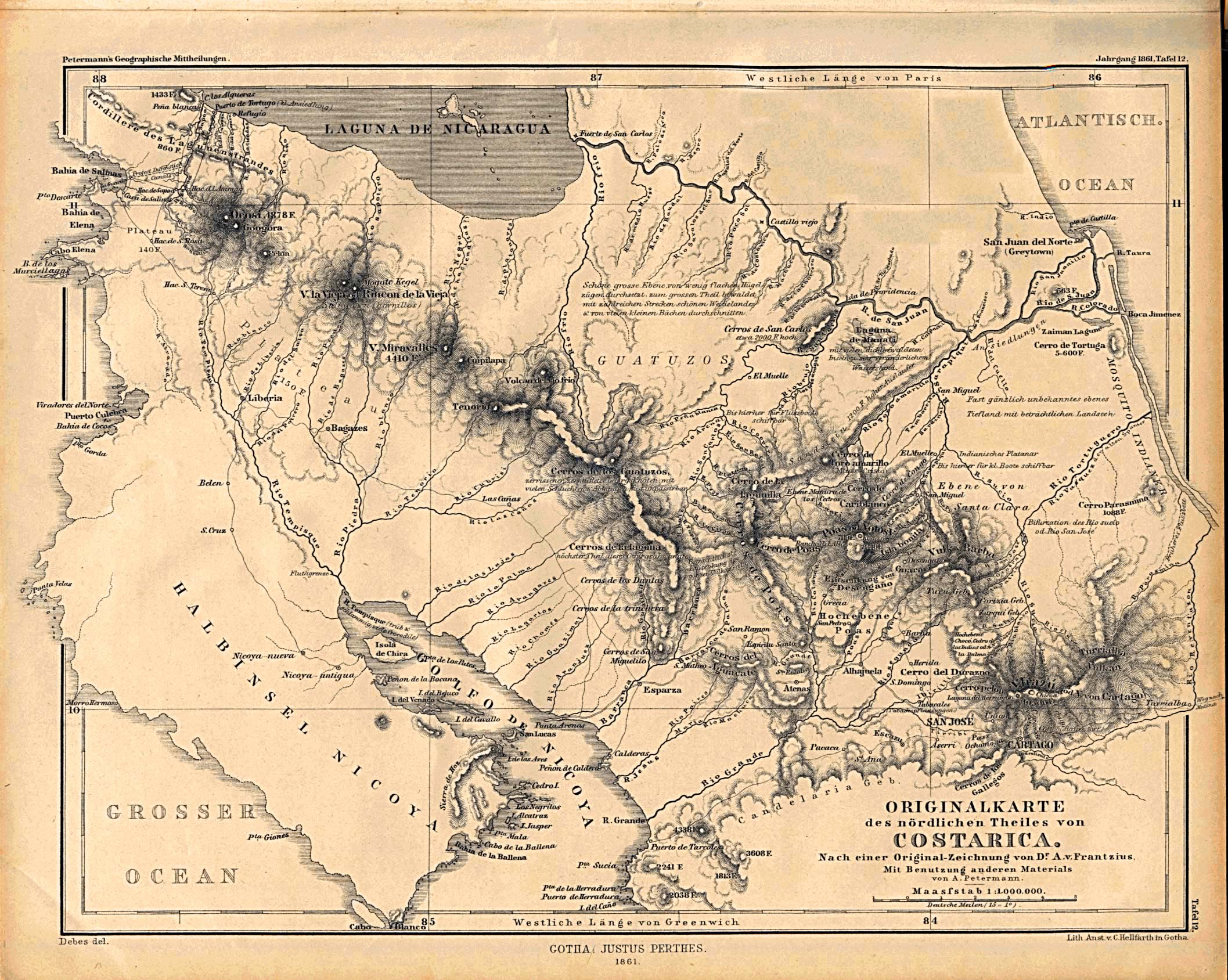 Mapa del Norte de Costa Rica 1861