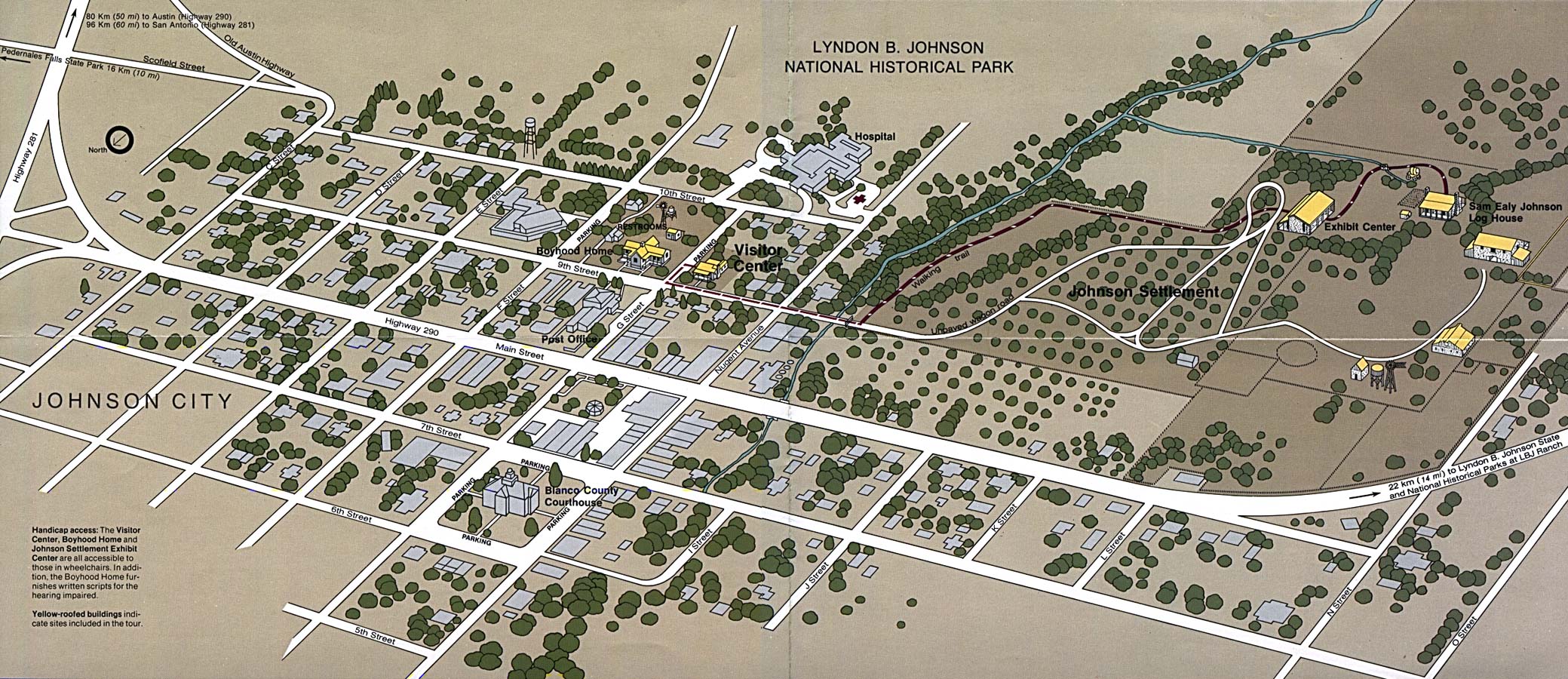 Mapa del Parque Nacional Histórico Lyndon B. Johnson, Johnson City, Estados Unidos