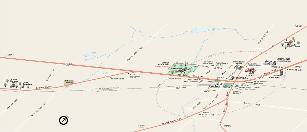 Mapa del Parque Sitio Histórico Nacional Jimmy Carter, Georgia, Estados Unidos