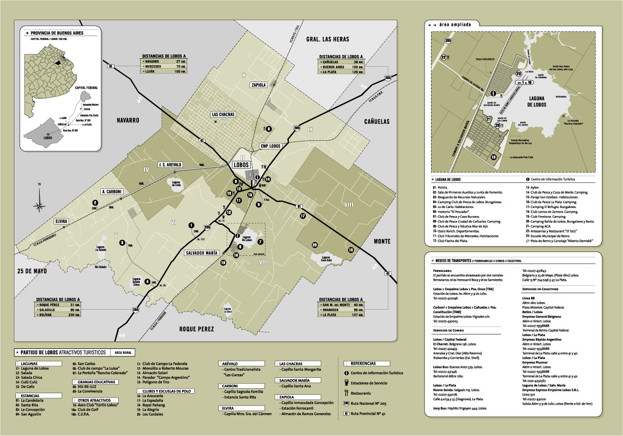 Mapa del Partido de Lobos, Prov. Buenos Aires, Argentina