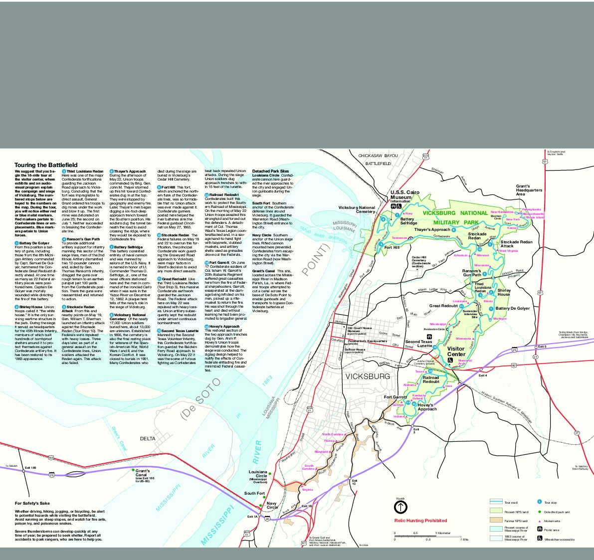 Mapa del Recorrido de la Batalla, Parque Militar Nacional Vicksburg, Misisipi, Estados Unidos