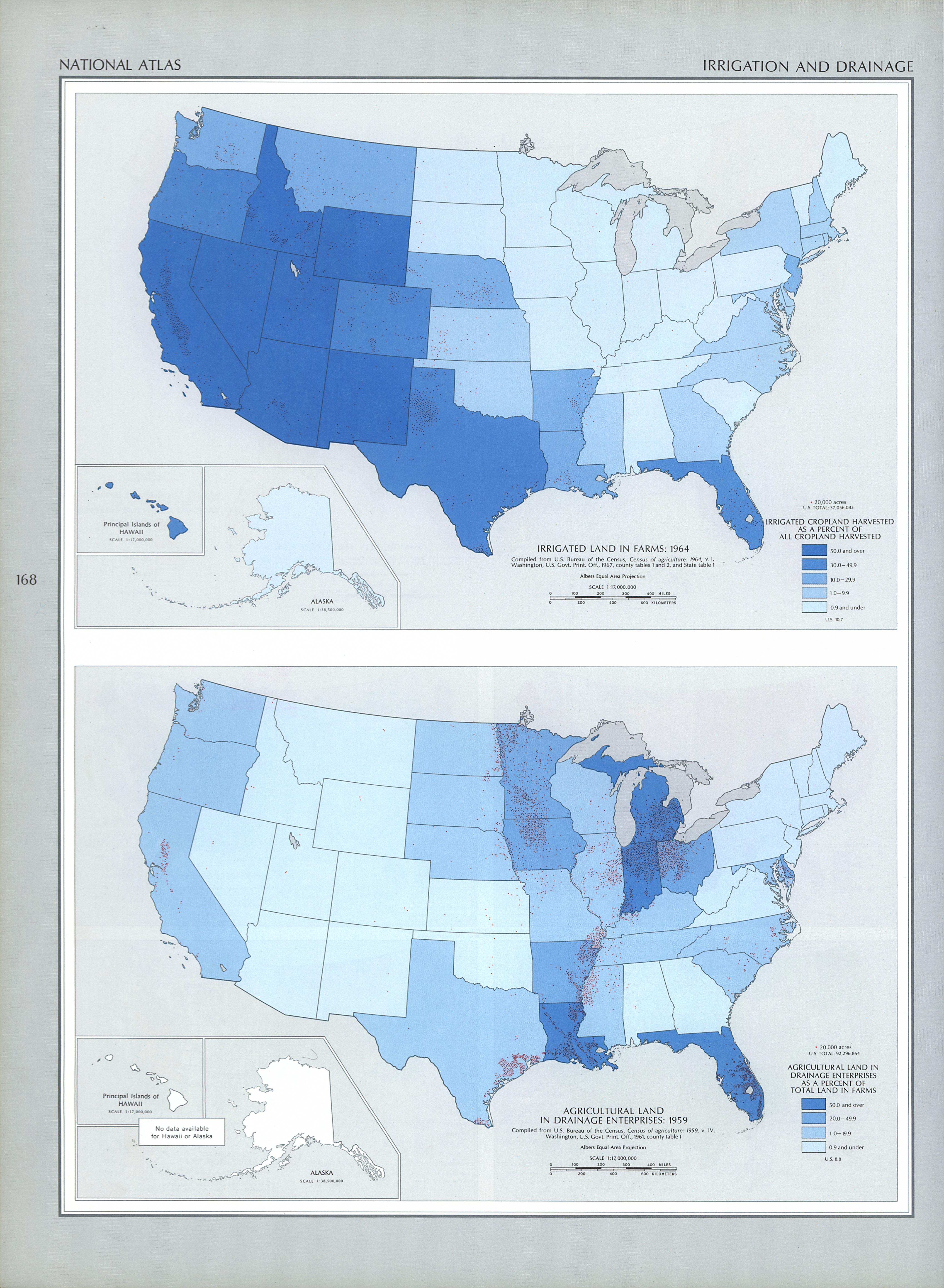 Mapa del Riego y Drenaje de las Propiedades Agrícolas en Estados Unidos