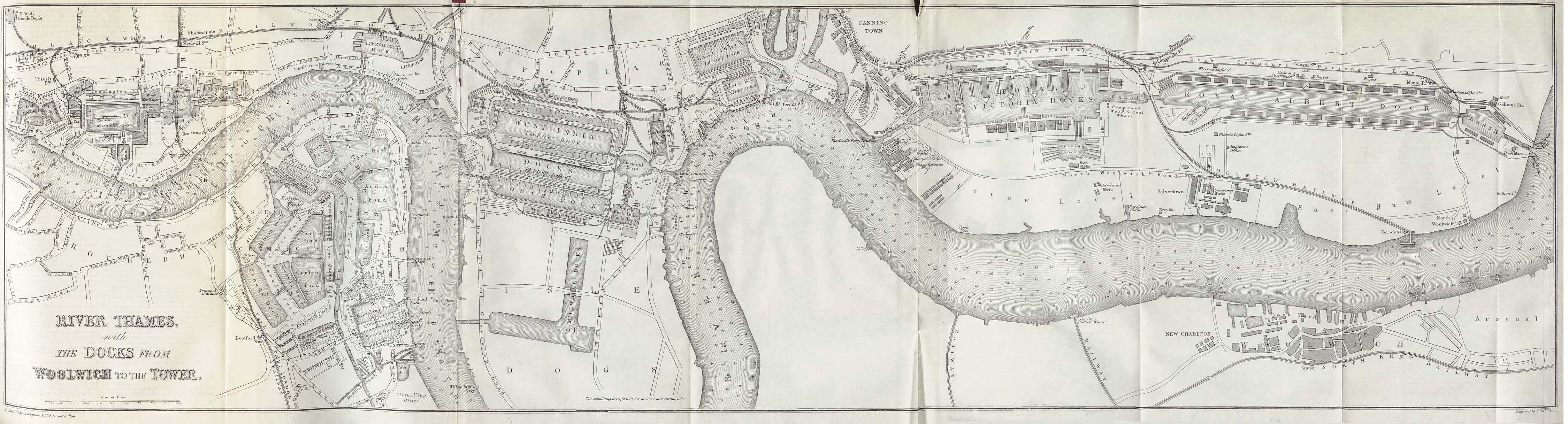 Mapa del Río Támesis, Londres 1882