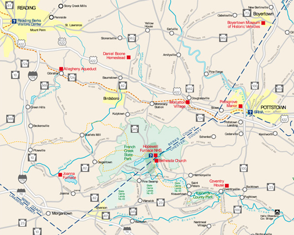 Mapa del Sitio Histórico Nacional Hopewell Furnace, Pensilvania, Estados Unidos 2006