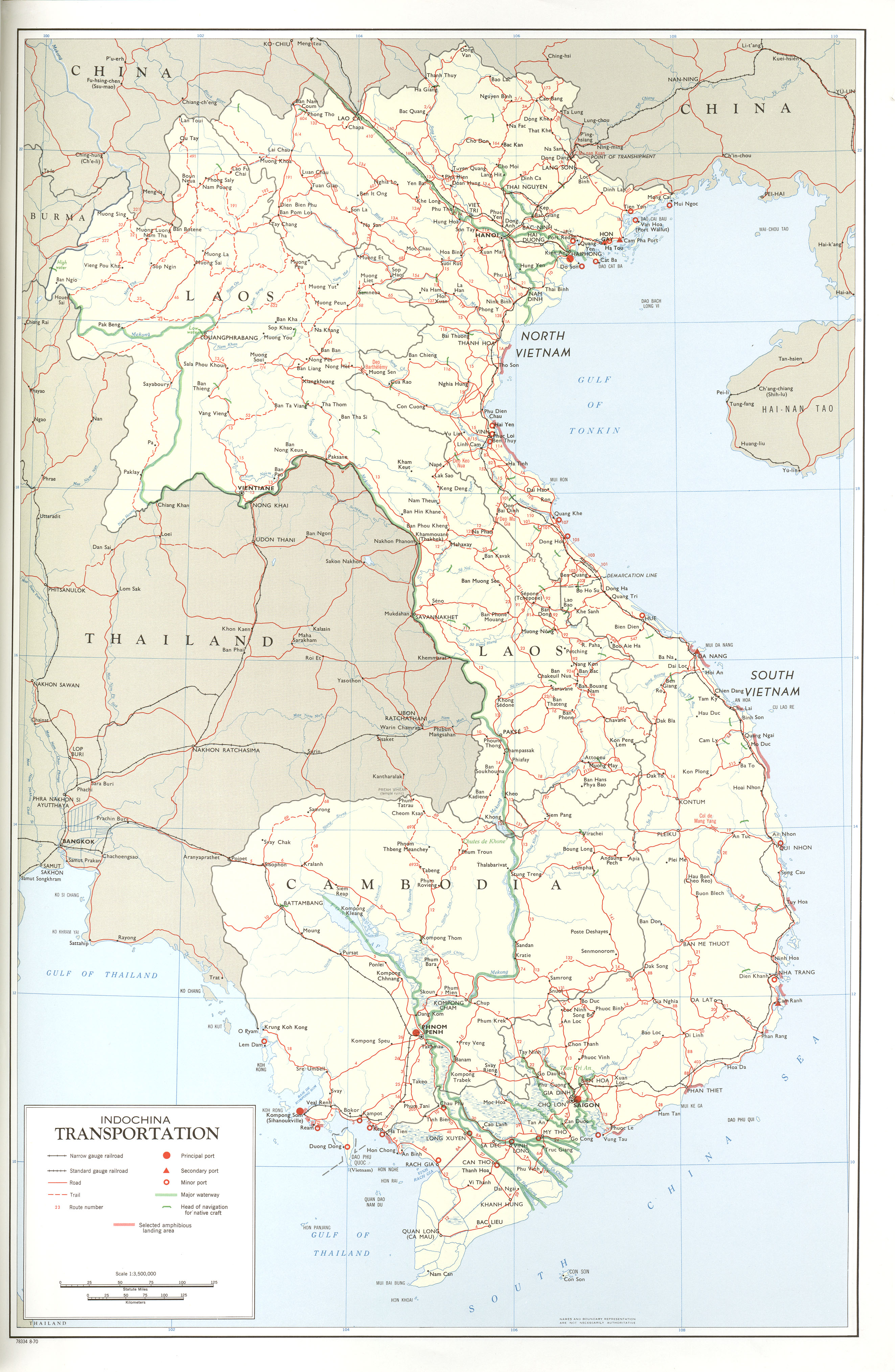 Mapa del Transporte en Indochina