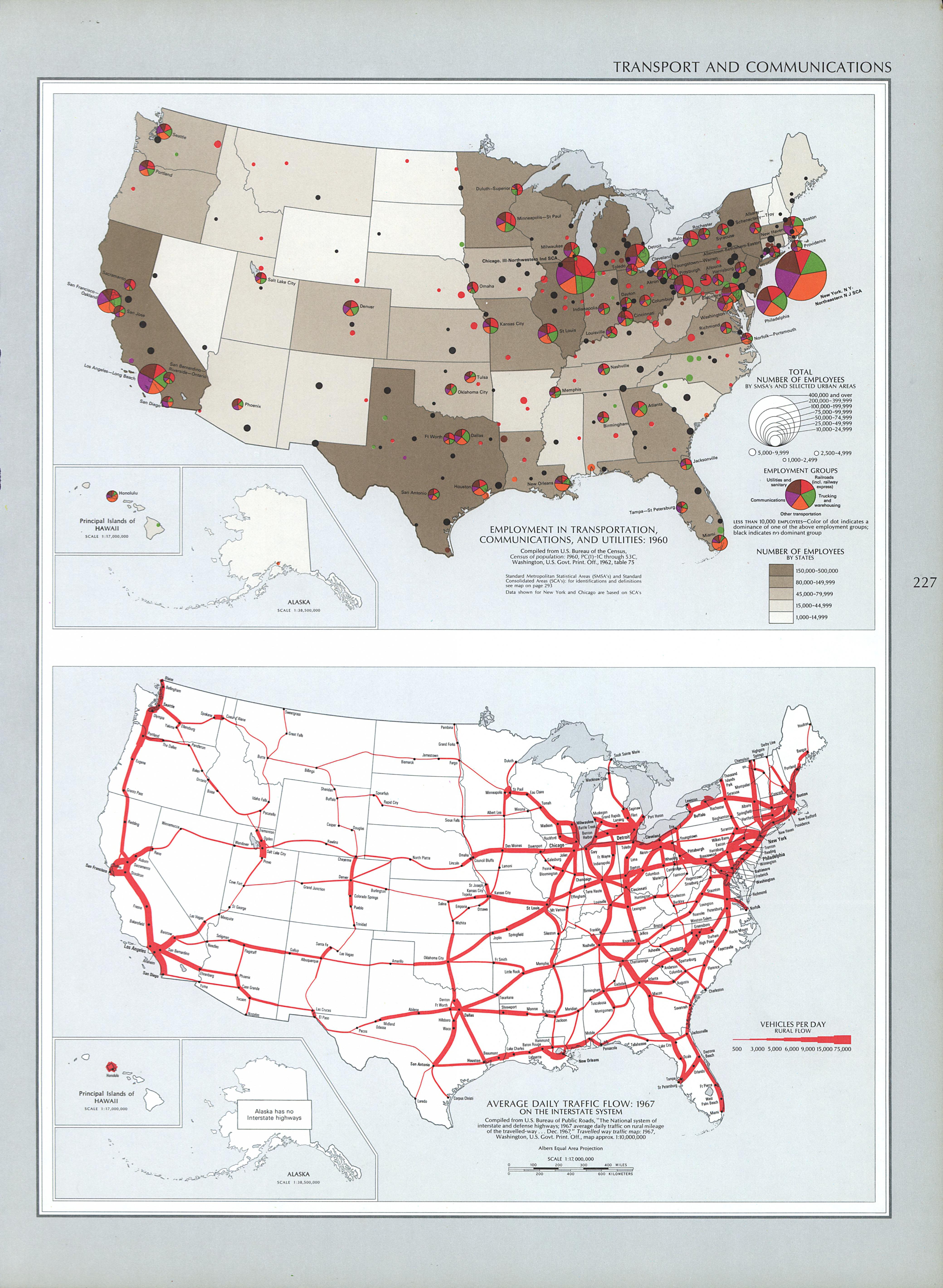 Mapa del Transporte y Comunicación en Estados Unidos