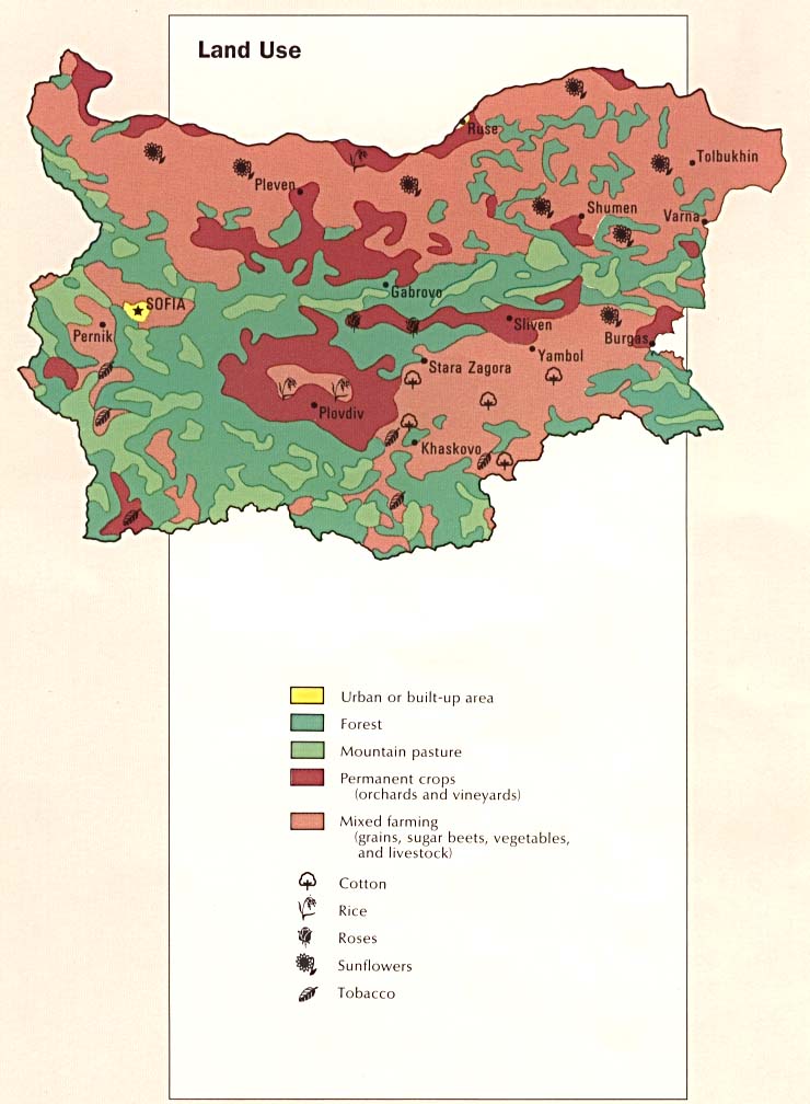 Mapa del Uso de la Tierra de Bulgaria