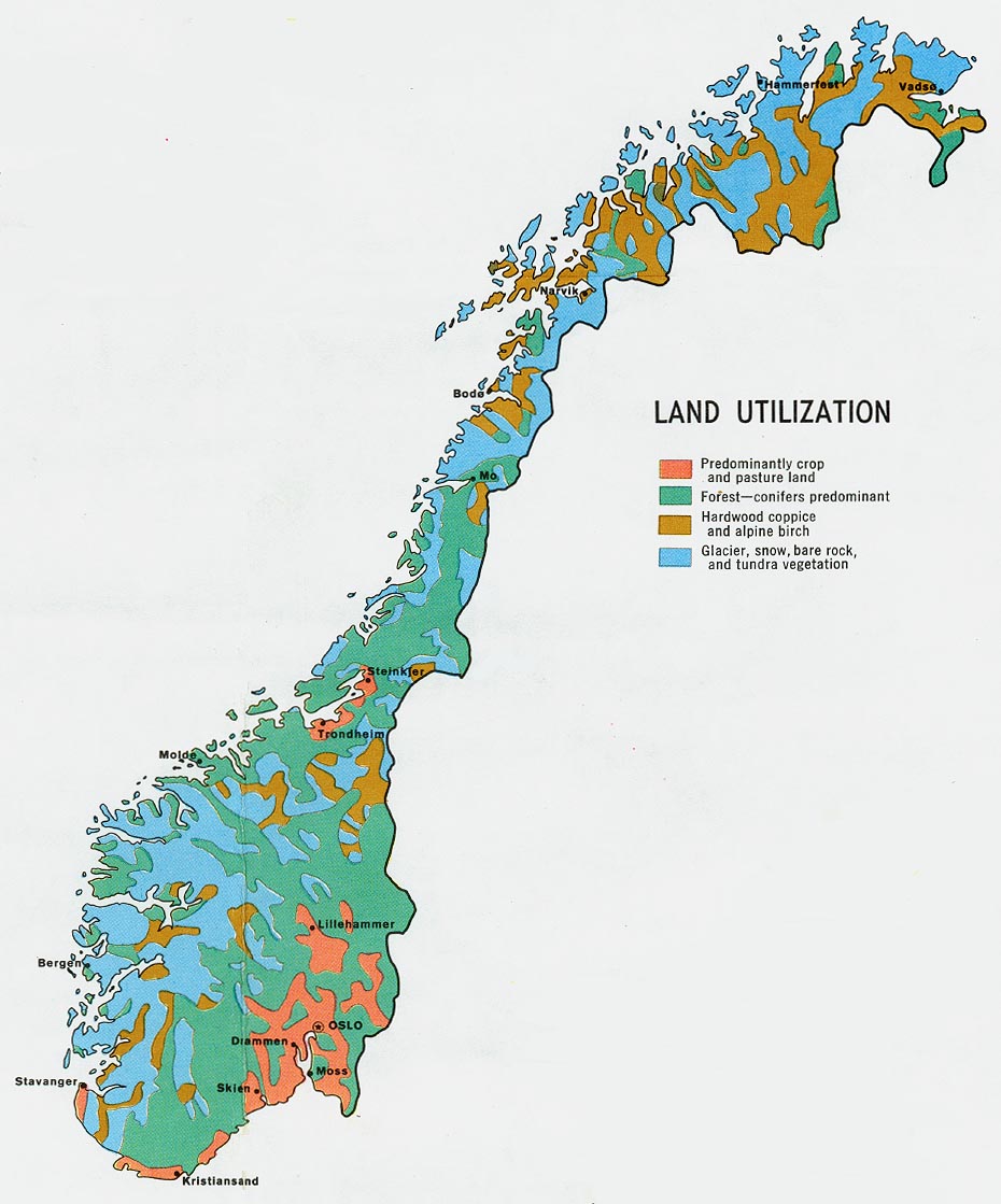 Mapa del Uso de la Tierra de Noruega