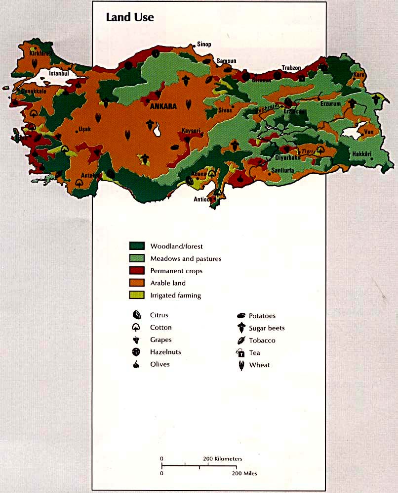 Mapa del Uso de la Tierra de Turquía